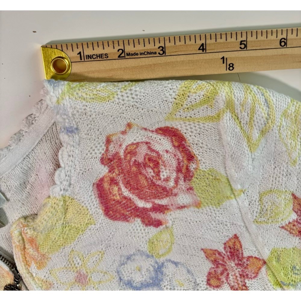 Vintage Christopher & Banks Floral Zip Up Cardigan Sweater Small Cottage Grandma - Picture 11 of 15